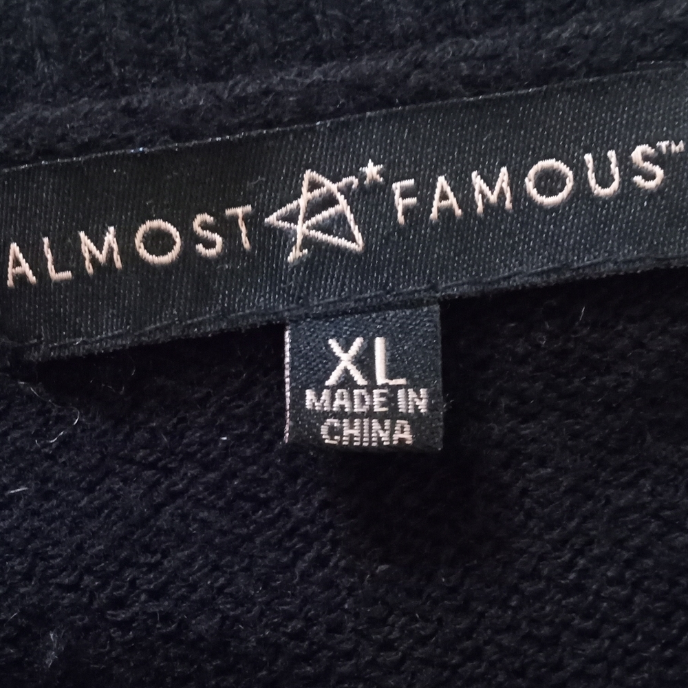 ∆ Almost Famous Black Sweater w/ Red Stripes And White Buttons- Size: XL - Picture 4 of 4
